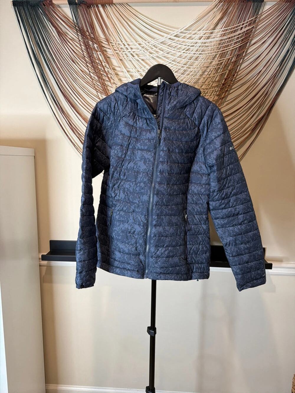 Columbia Women’s Navy Omni-Heat Quilted Hooded Puffer Jacket Full Zip 3054